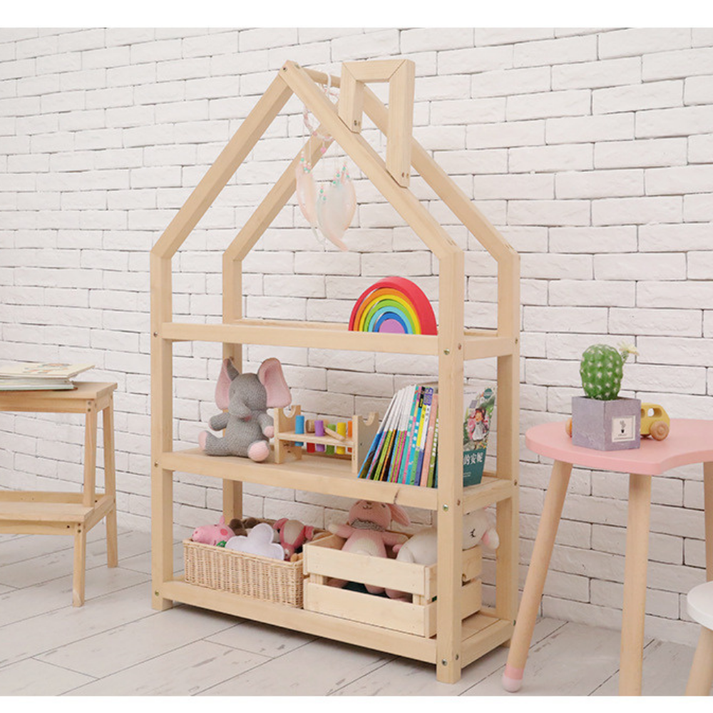 Wooden House-Shaped Storage Rack