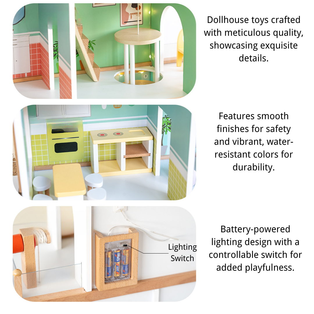 82.5cm Deluxe Light-Up Dollhouse