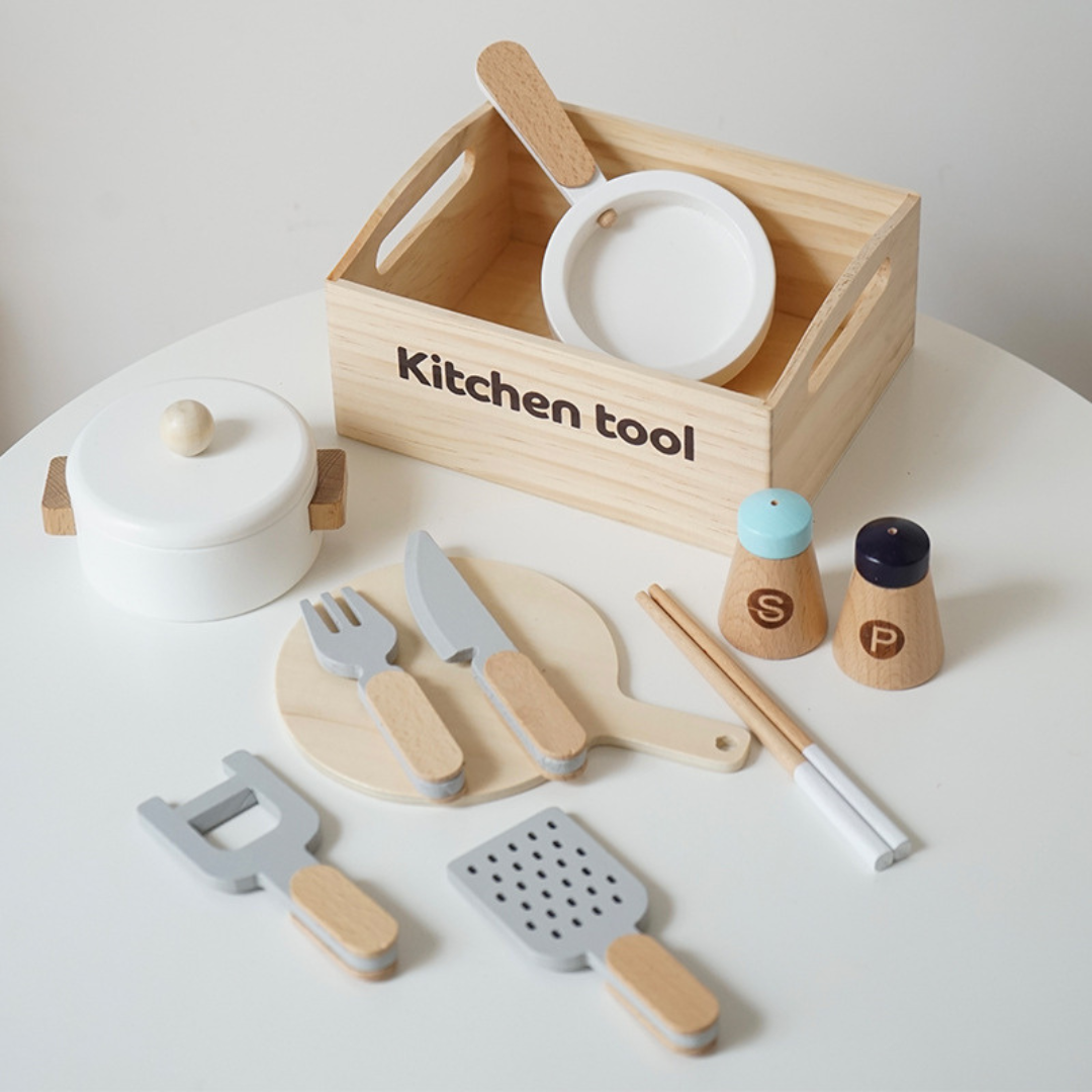 Wooden Kitchen Tool Box Set