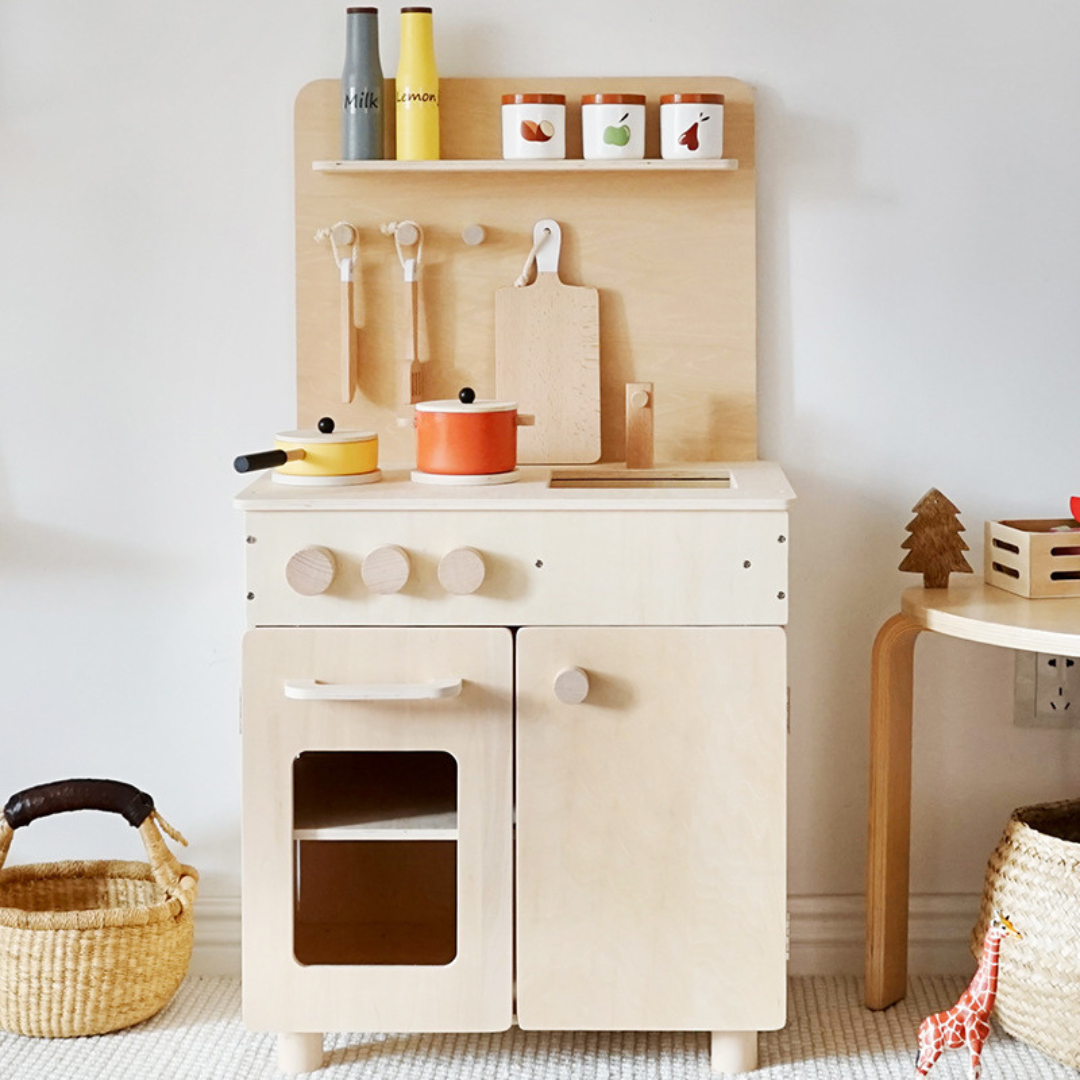 87.5cm Natural Wood Play Kitchen