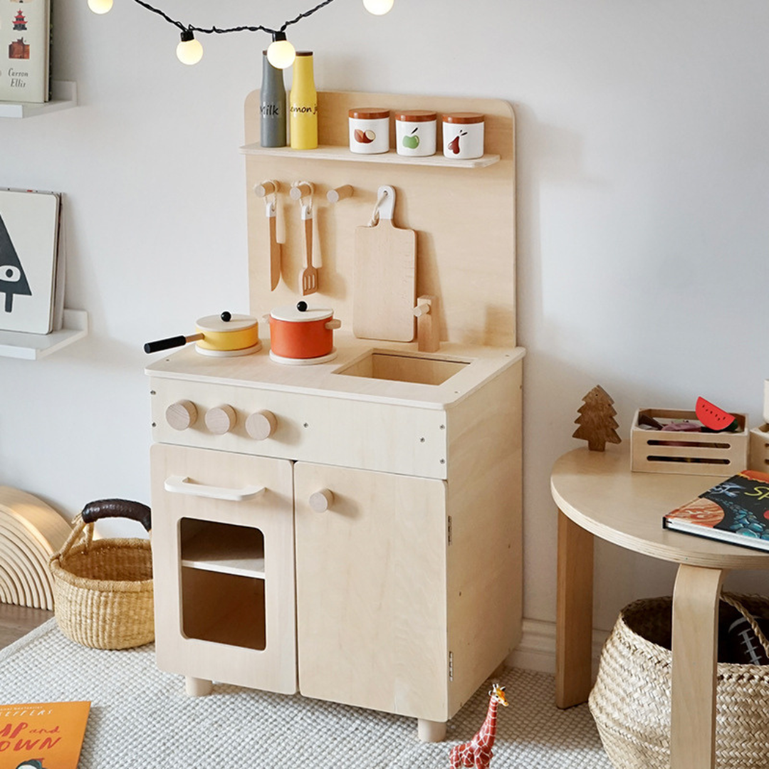 87.5cm Natural Wood Play Kitchen