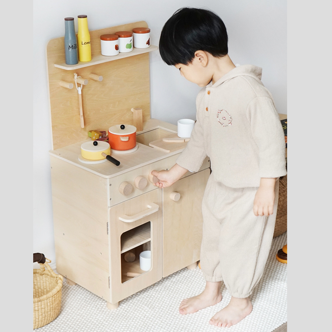 87.5cm Natural Wood Play Kitchen