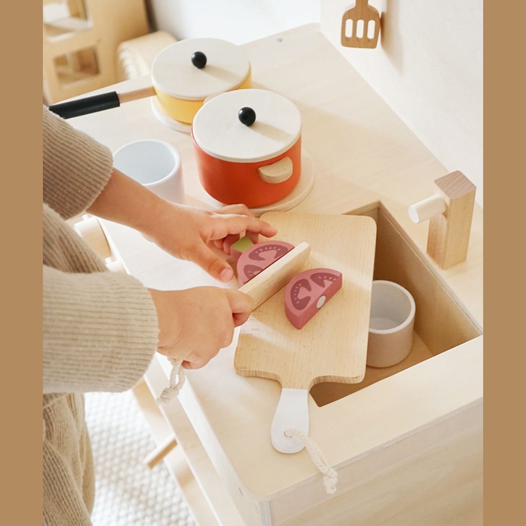 87.5cm Natural Wood Play Kitchen