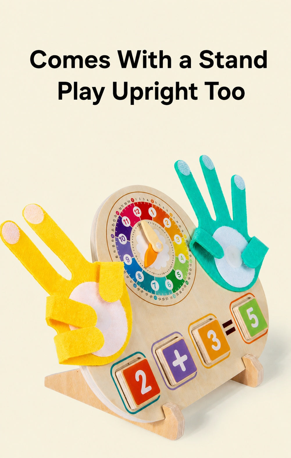 Clock & Finger Counting Arithmetic Learning Board with Stand