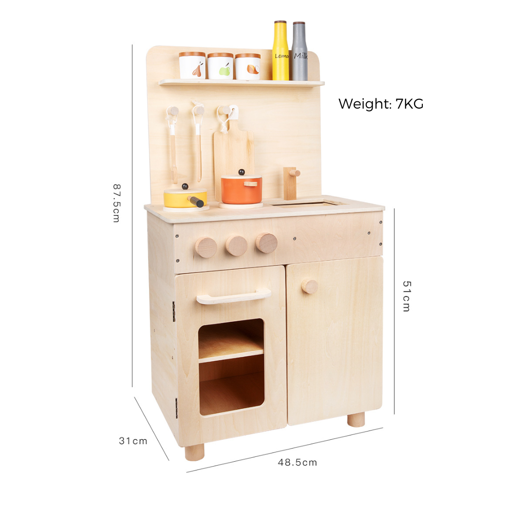 87.5cm Natural Wood Play Kitchen