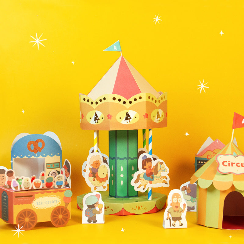 DIY Carousel Themepark Paper Craft Set