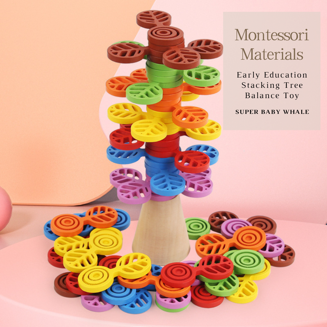 Wooden Montessori Early Education Stacking Tree Balance Toy