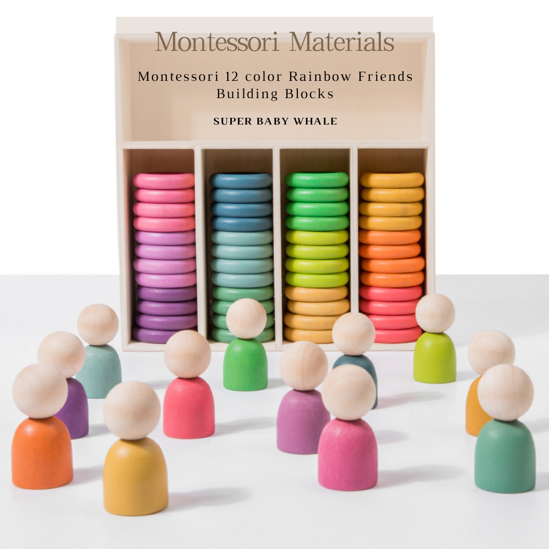 Montessori 12 Color Rainbow Friends Building Blocks