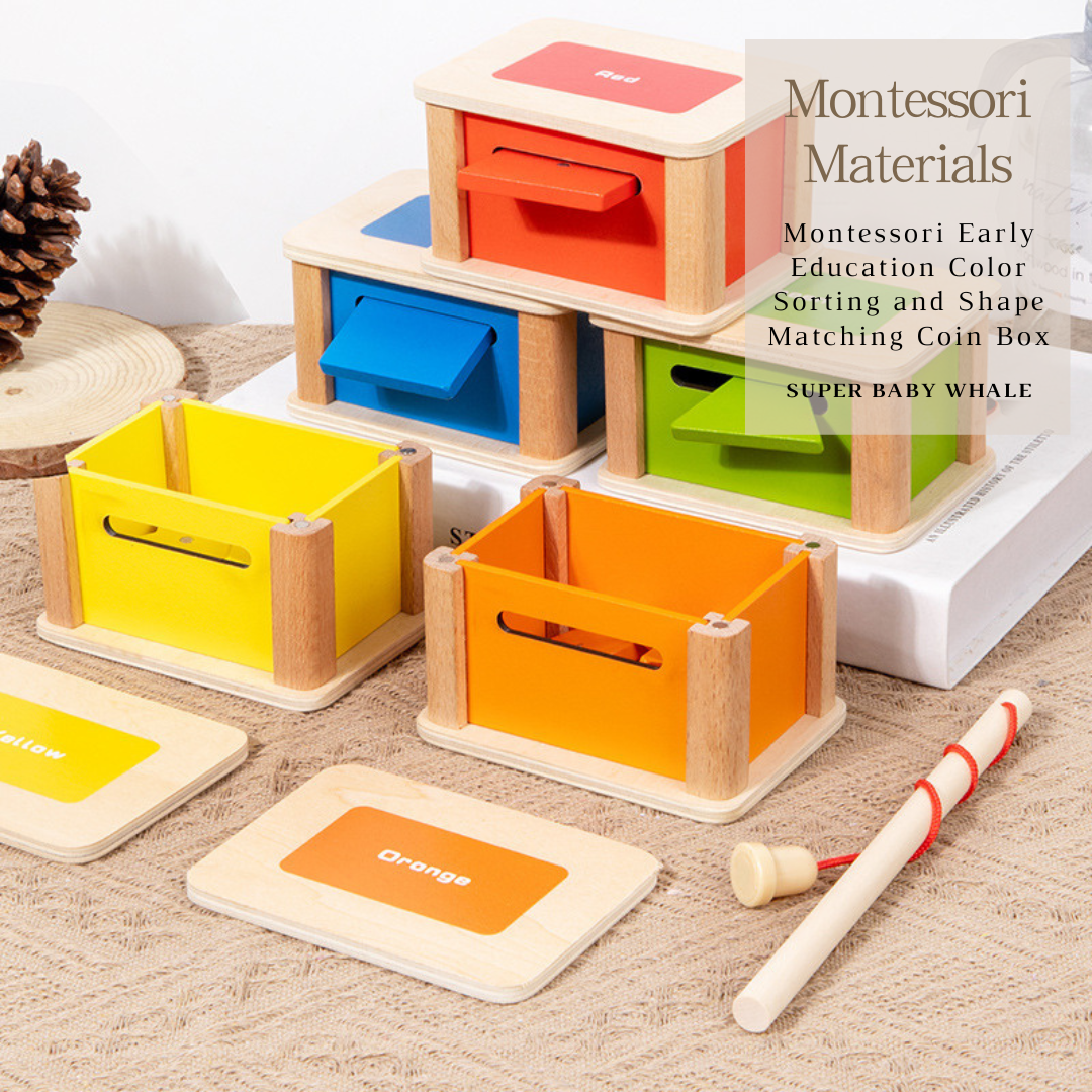 Montessori Early Education Color Sorting and Shape Matching Coin Box