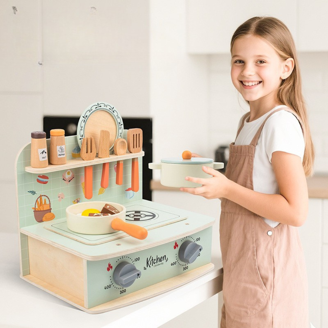 Premium Wooden Kitchen Play Set with Sound Effects