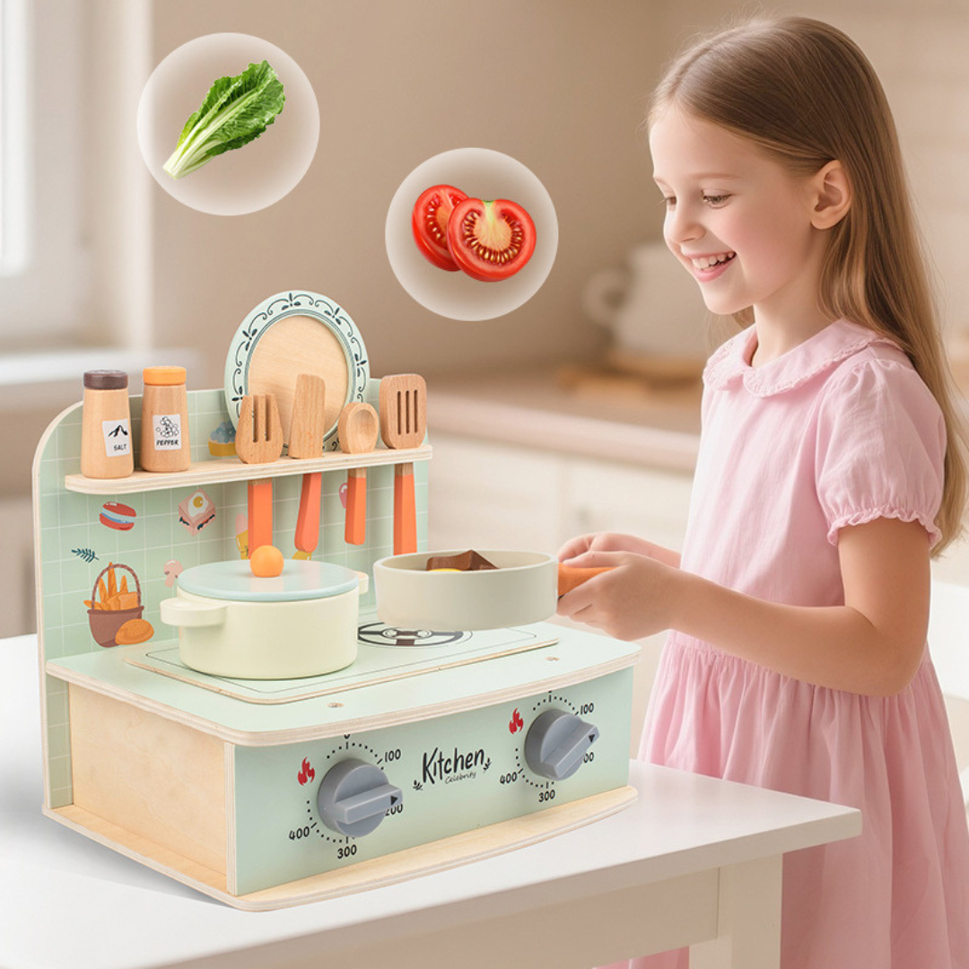 Premium Wooden Kitchen Play Set with Sound Effects