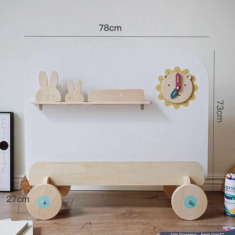 Wooden Bookshelf and Whiteboard