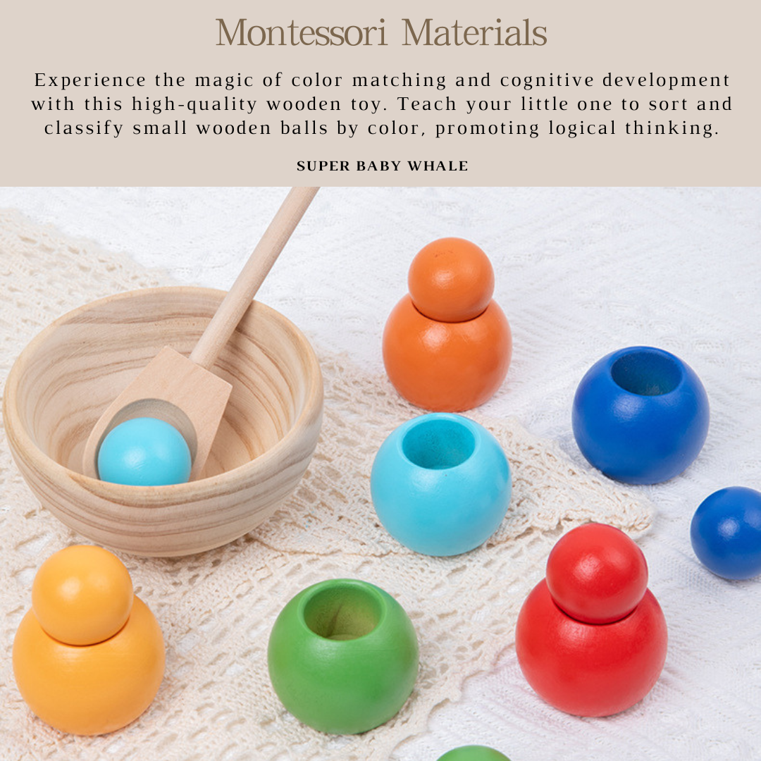 Montessori 6 Color Matching Balls and Bead Grasping Toy