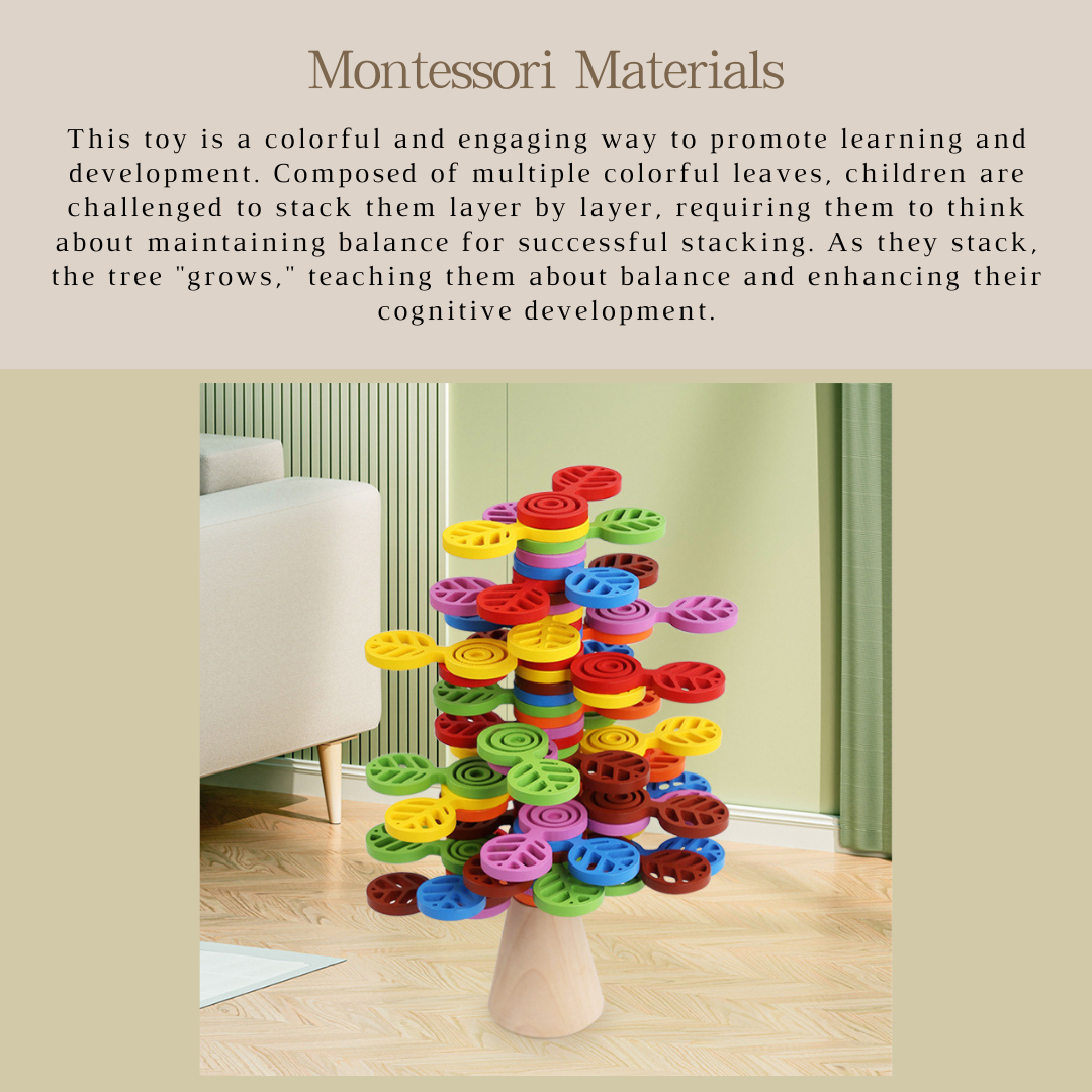 Wooden Montessori Early Education Stacking Tree Balance Toy