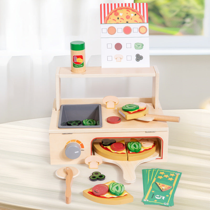 Wooden Pizza Making Play Set with Sound Effects & Recipe Cards