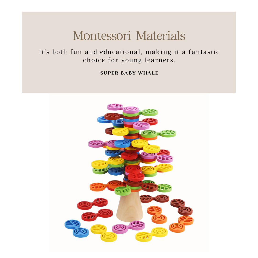 Wooden Montessori Early Education Stacking Tree Balance Toy