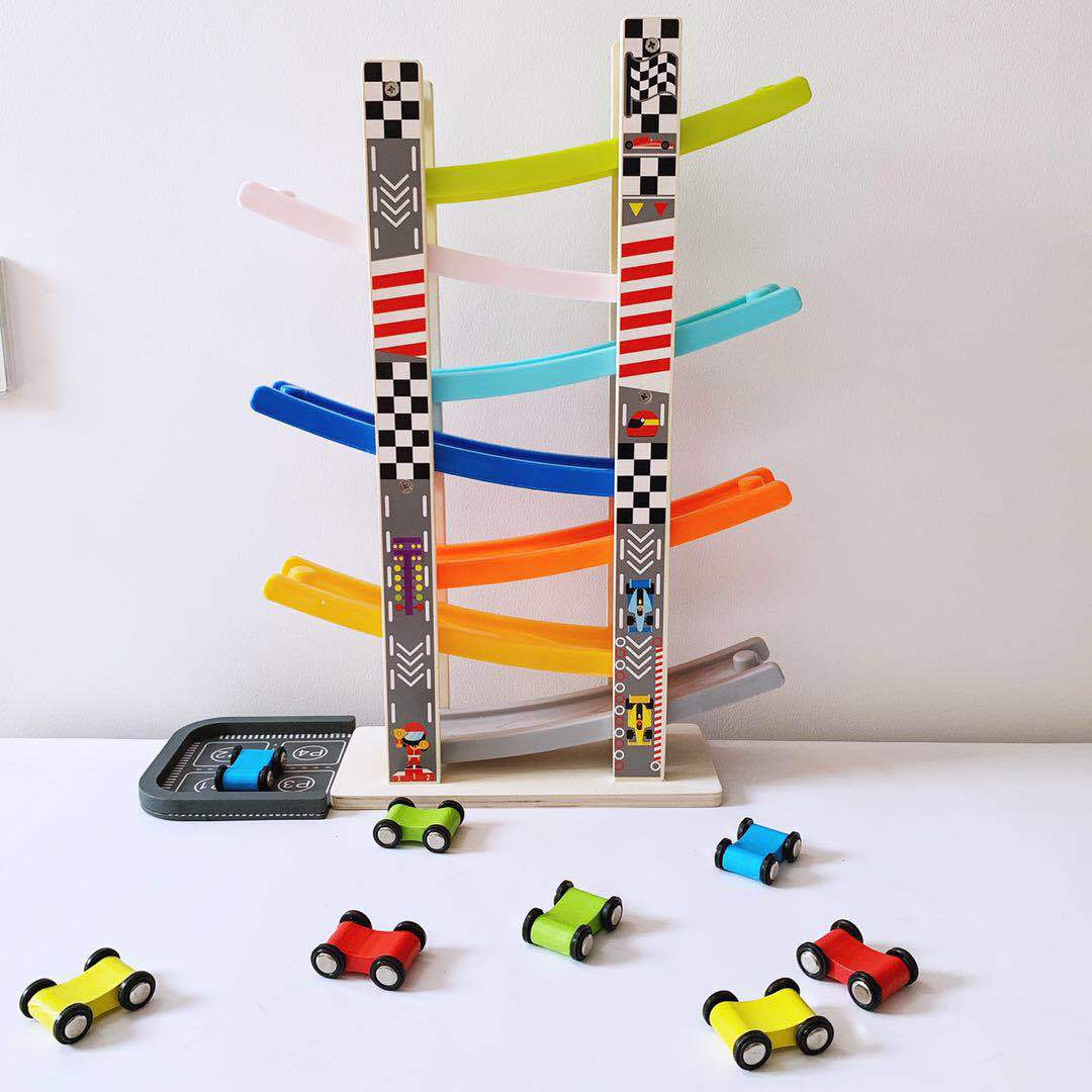 Wooden Race Track and Cars Set