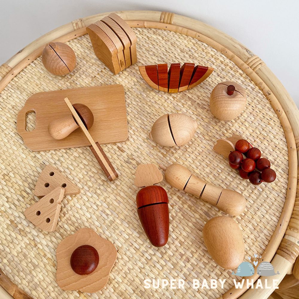 Wooden Play Food Set - Cuttable Fruits and Vegetables