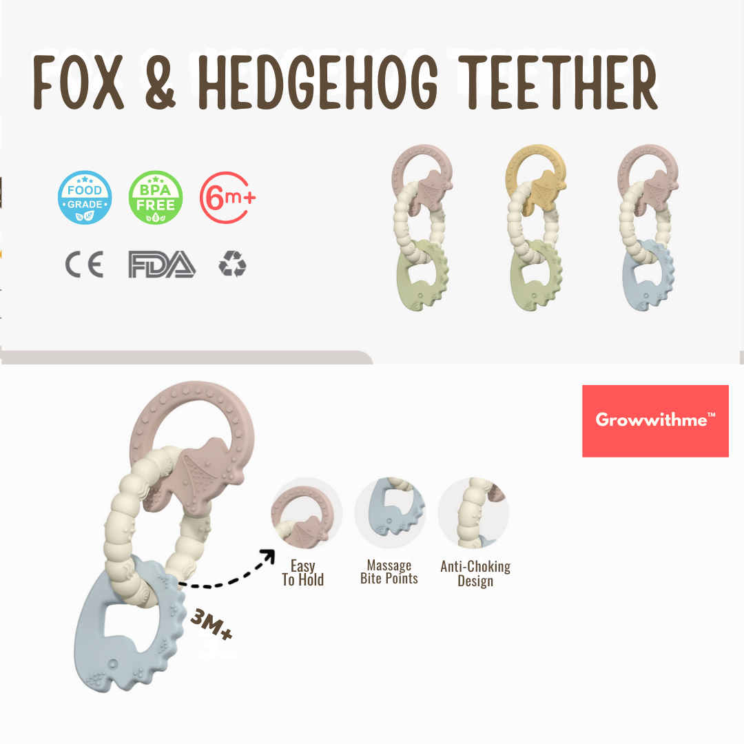 Growwithme™ Silicone Fox & Hedgehog Teether