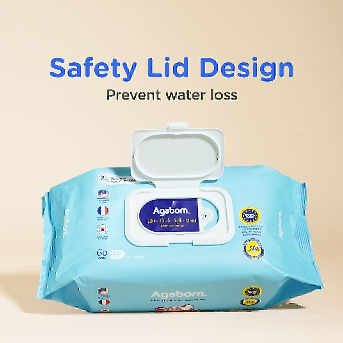 [Agabom] Ultra Thick Baby Wipes 80S (3 Pack/1Bag)