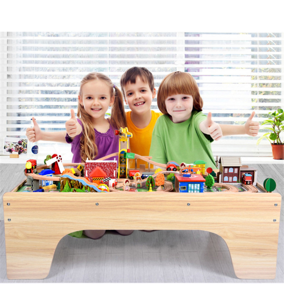 118 pcs Beechwood Manual Train Set With Table