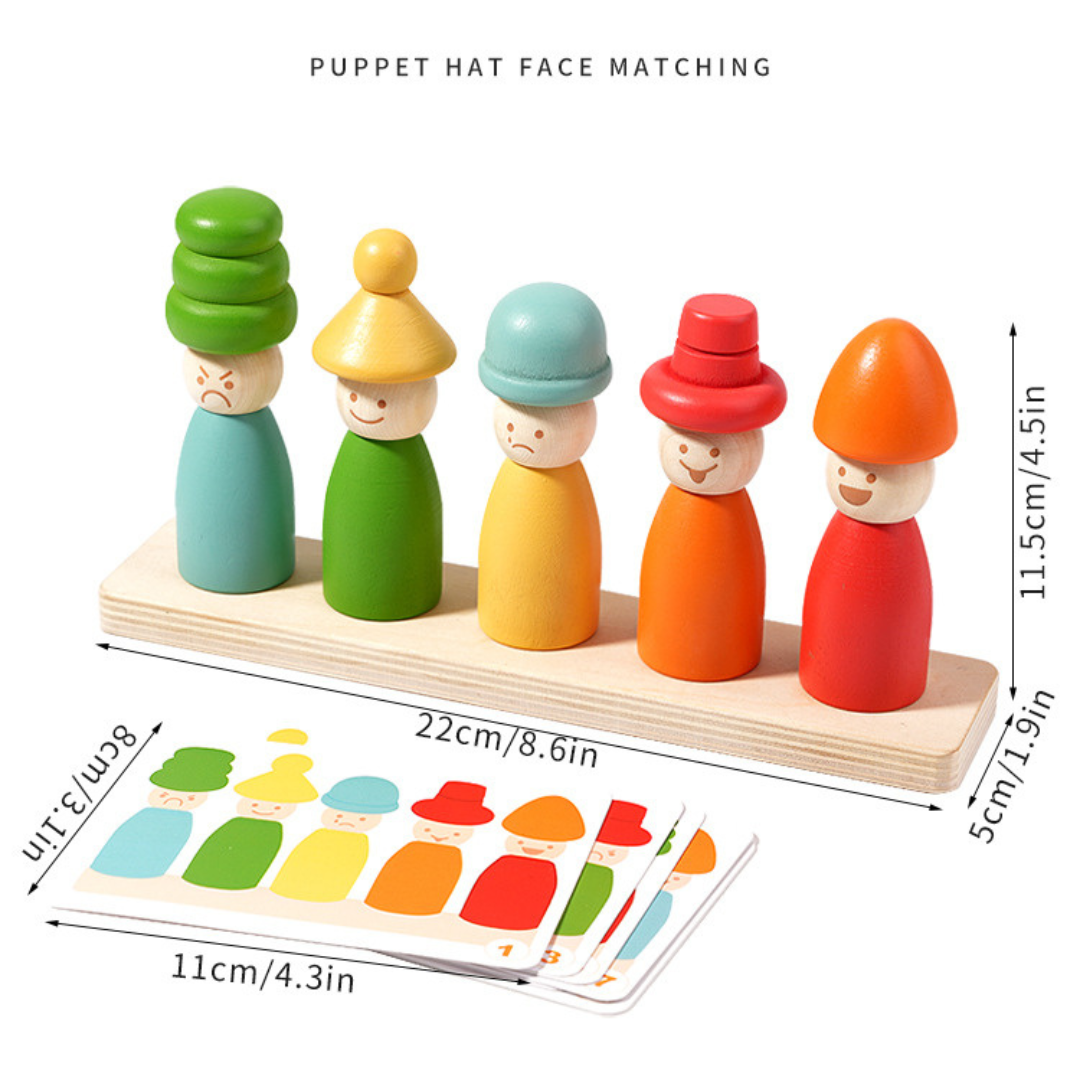 Wooden Puppet Hat & Face Matching Game