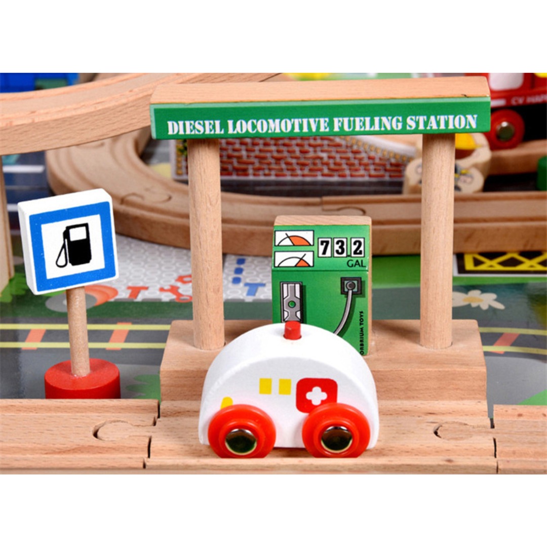 118 pcs Beechwood Manual Train Set With Table