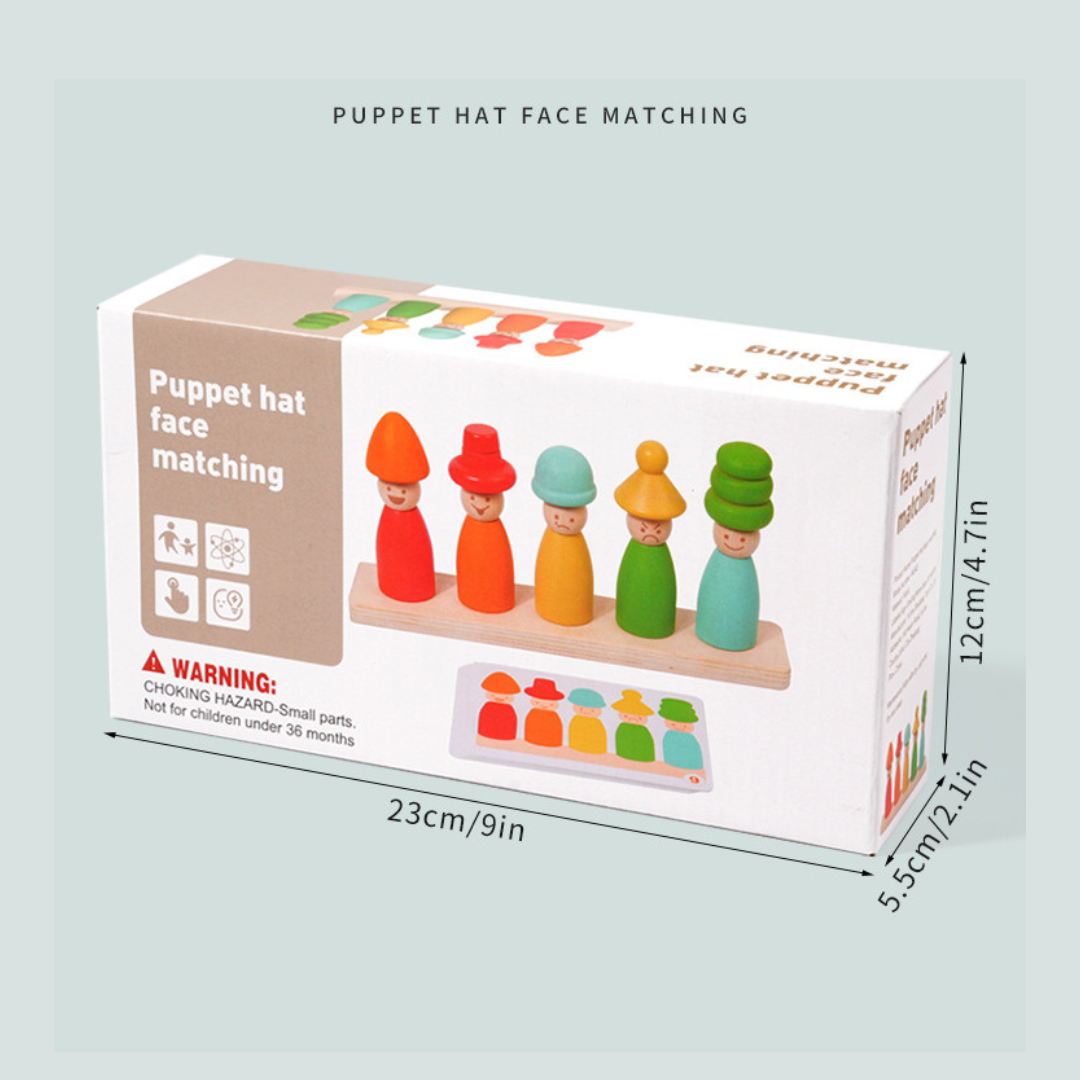 Wooden Puppet Hat & Face Matching Game