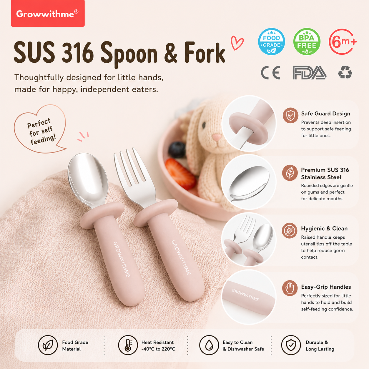 Growwithme® SUS316 Fork & Spoon