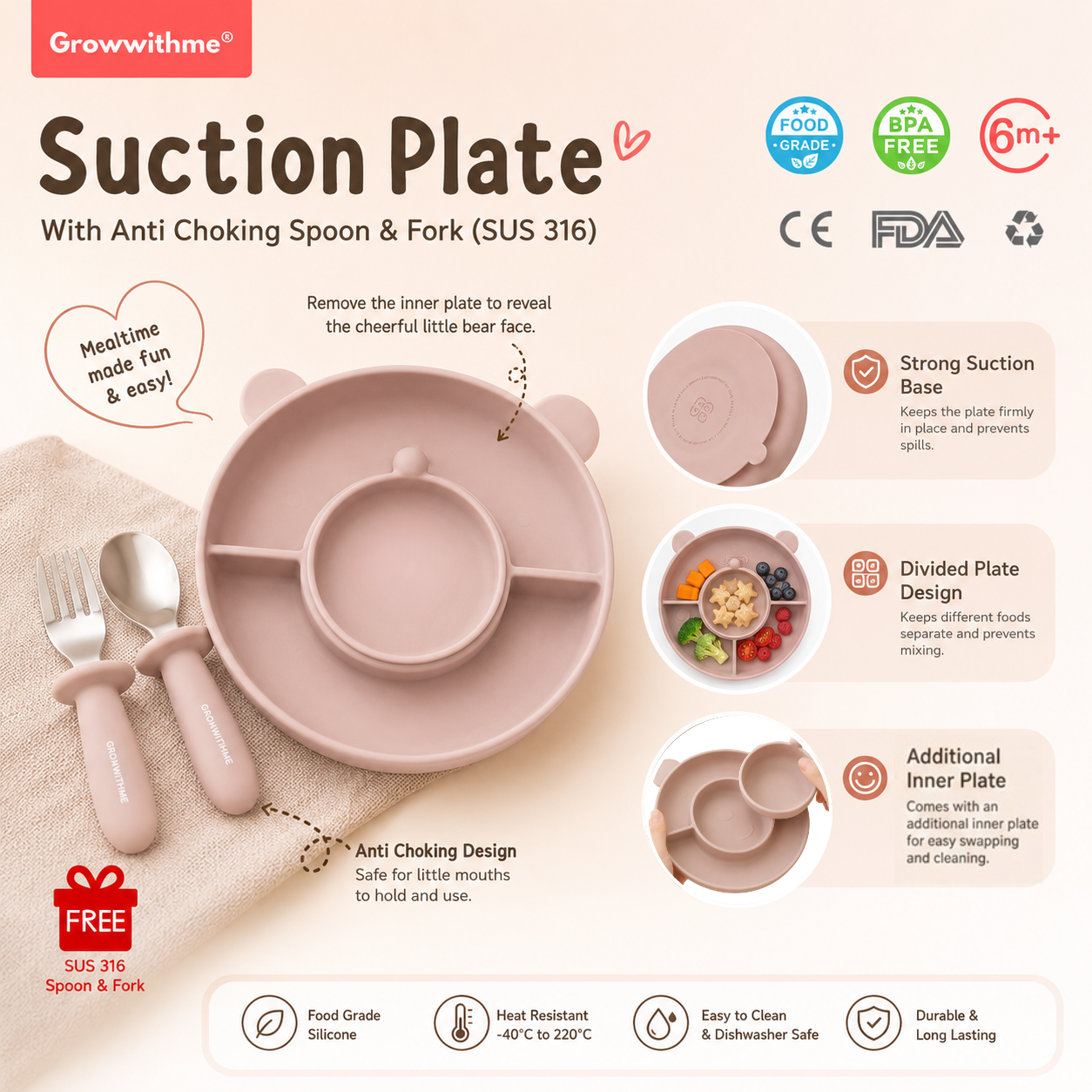 Growwithme® Silicone Suction Plate