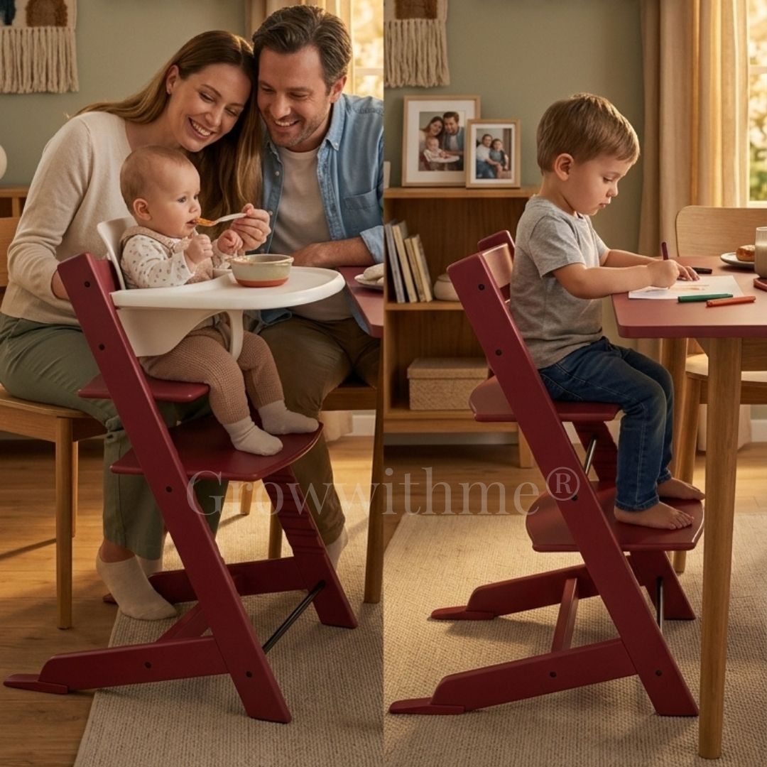 growwithme embo high chair crimson red adjustable baby chair