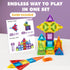 Mamayo | Colorful magnetic building blocks with a guide on a white surface against a purple background