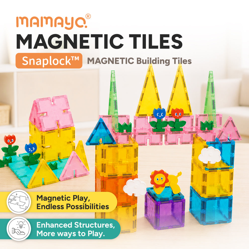 Mamayo Snaplock™ magnetic Tiles transparent (48pcs)