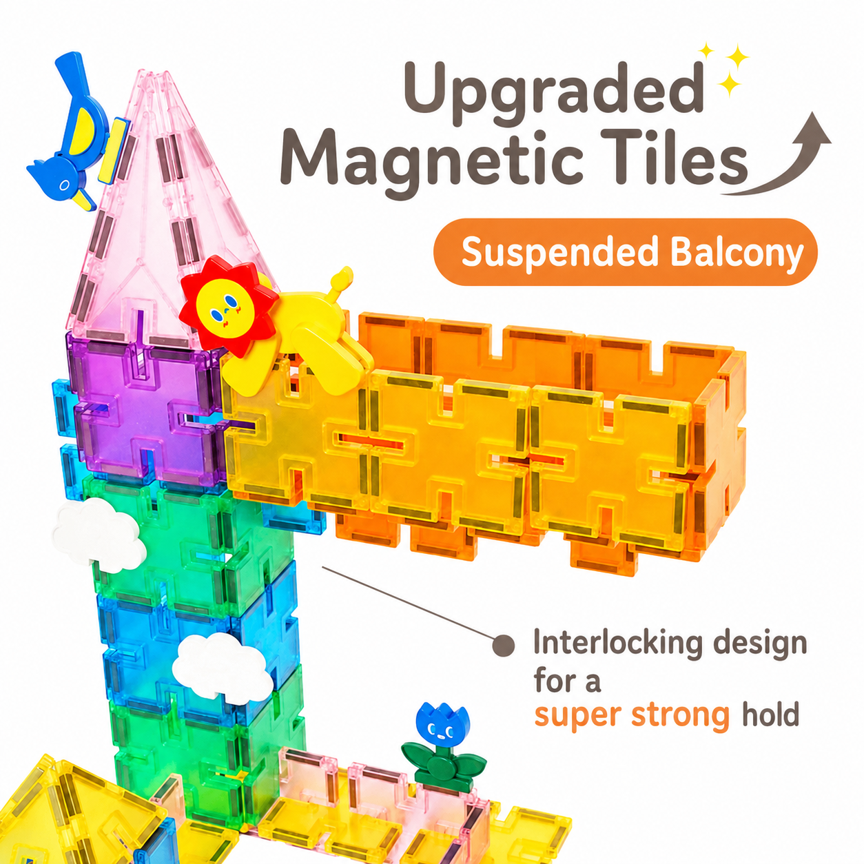 Mamayo Snaplock™ magnetic Tiles transparent (48pcs)
