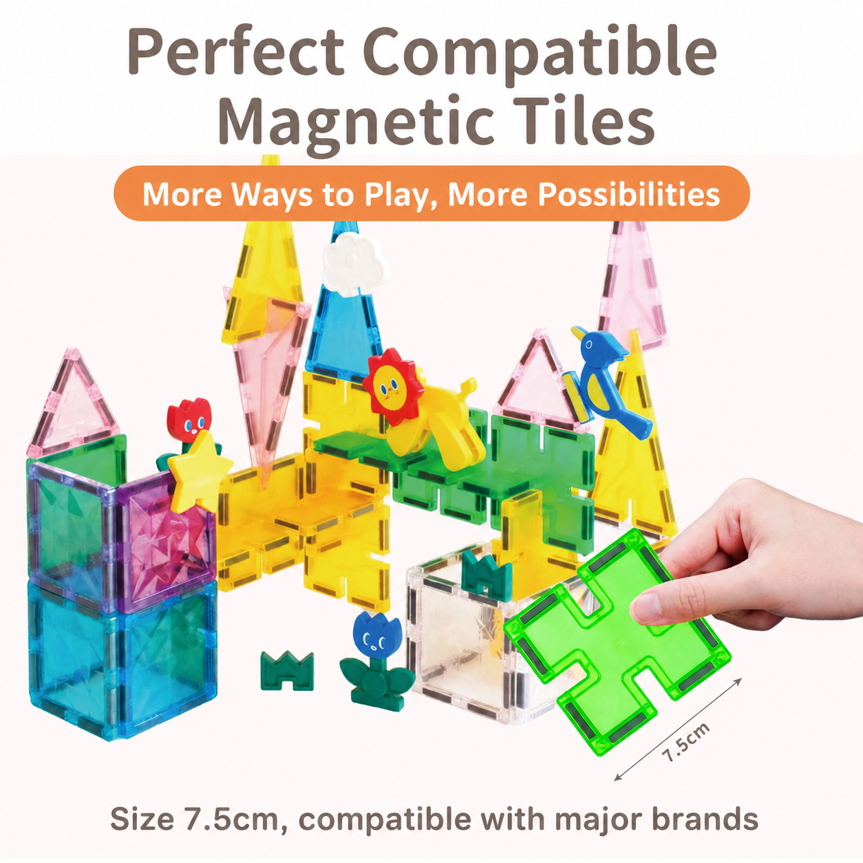 Mamayo Snaplock™ magnetic Tiles transparent (48pcs)