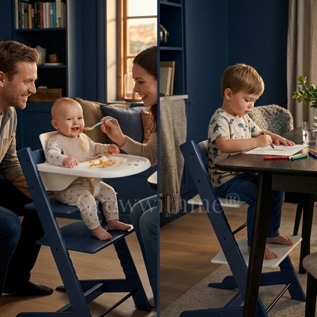 growwithme embo high chair midnight blue adjustable baby chair